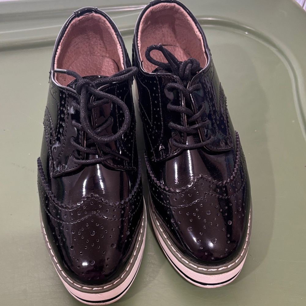 Black Patent Leather Brogue Shoes